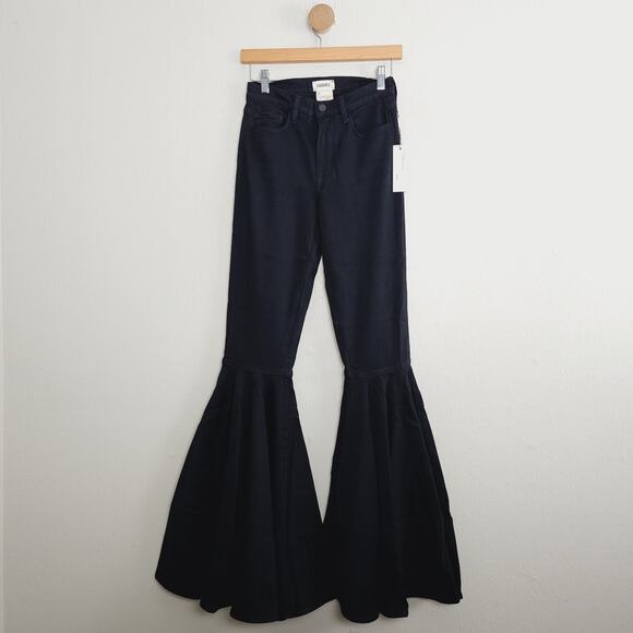 L'Agence Sevyn High Rise Super Flare Bellbottom Jean Black Stretch 25 NWT - Picture 1 of 11